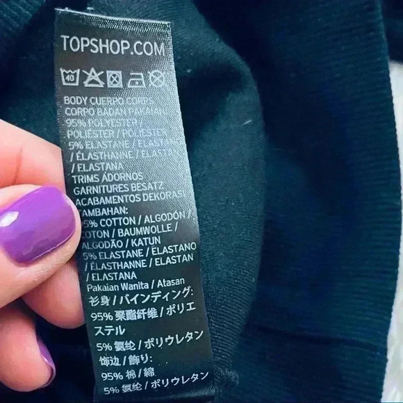 Topshop Black Furry Puma Long Sleeve Pullover Cropped Sweatshirt Size 4 - Picture 13 of 14